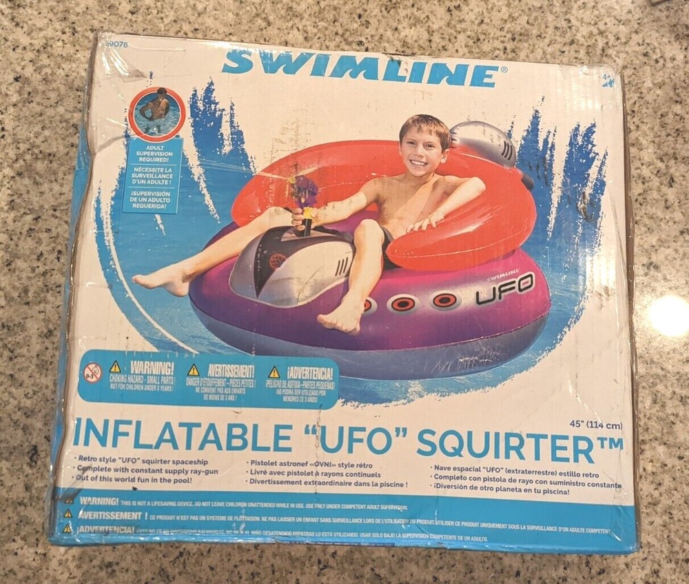SWIMLINE ORIGINAL Inflatable UFO Spaceship Pool Float Ride On With Fun Consta...