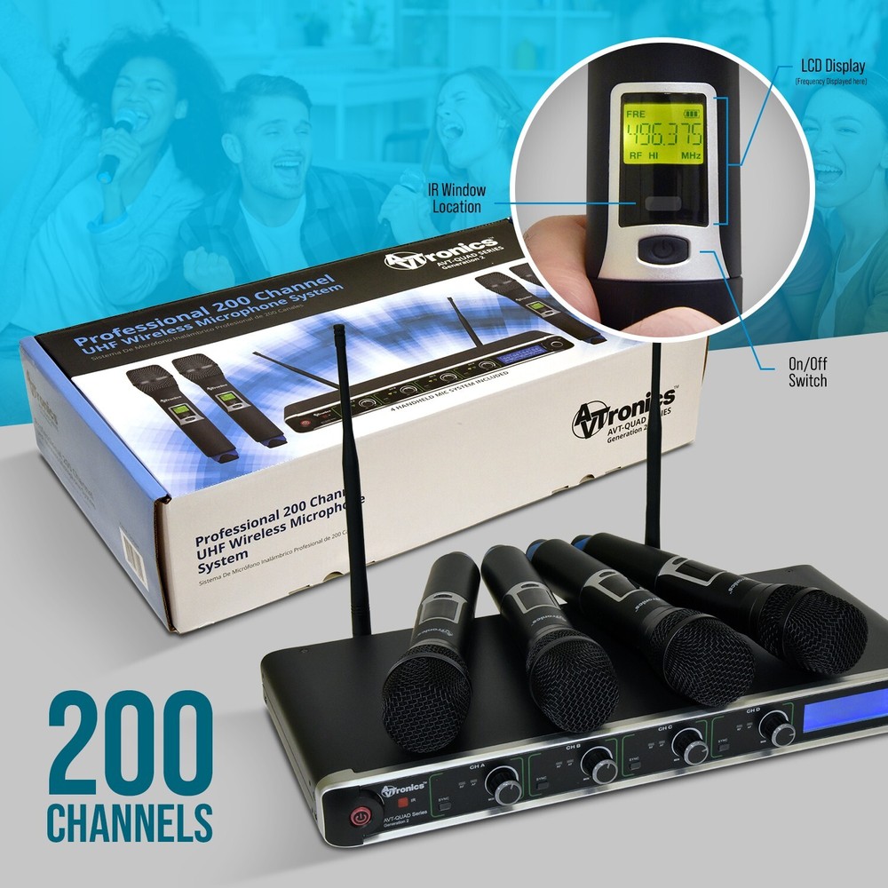 AVTronics Professional 200 Channel UHF Wireless Microphone System