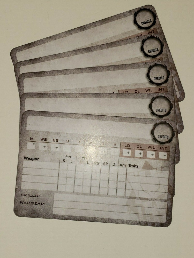 Necromunda Blank Character Cards, 40K