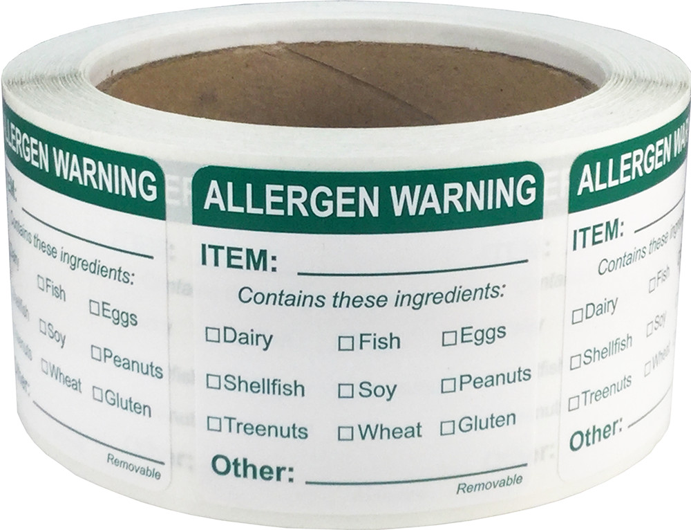 Removable General Allergen Warning Labels | 2 x 2" Inch Square | 500 Pack