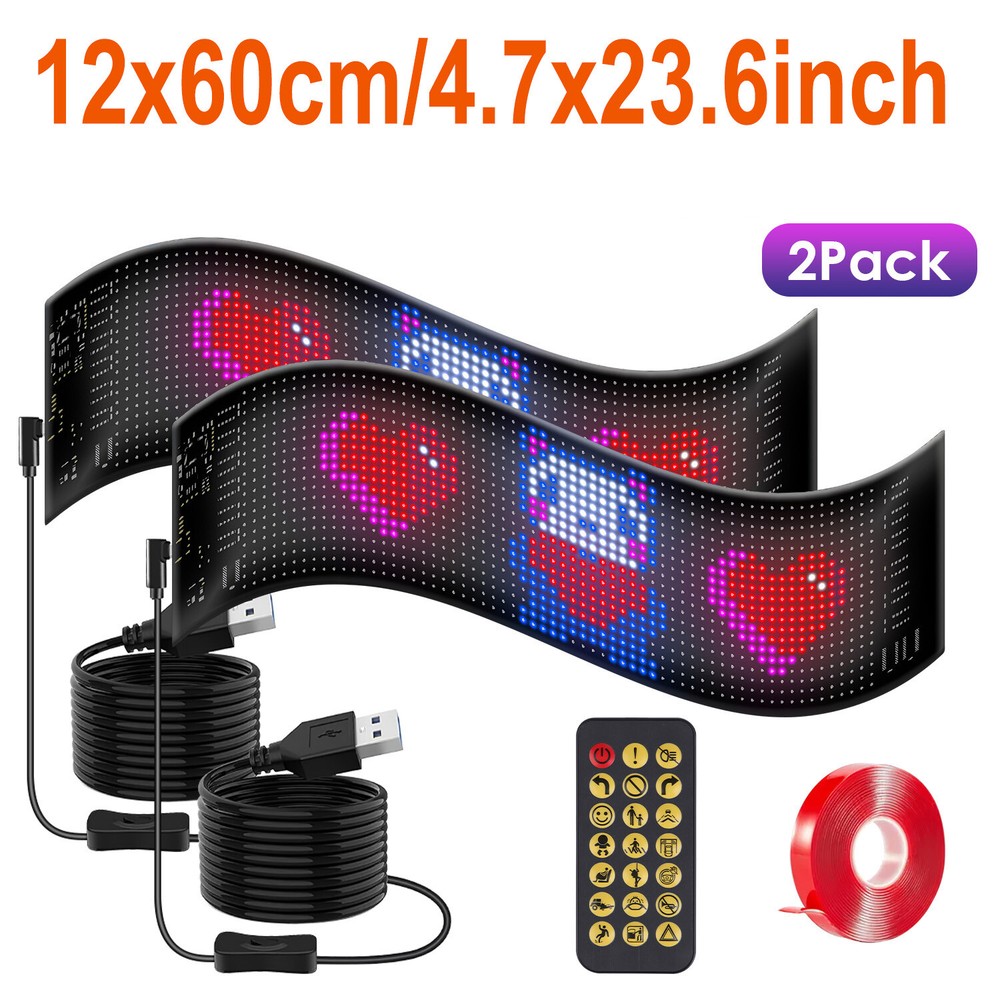 2x Matrix Light For Car Ultra-thin w/ APP Remote Control DIY Design