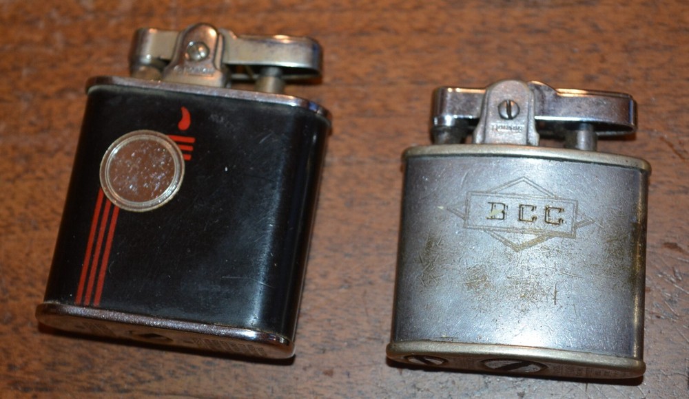 VTG RONSON Lighters (5) Gold Black Monogrammed EMPTY