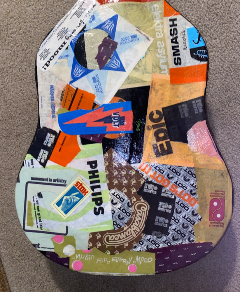 COOL DECOUPAGED PLUSH LINED HARD-SHELL GUITAR CASE HSC