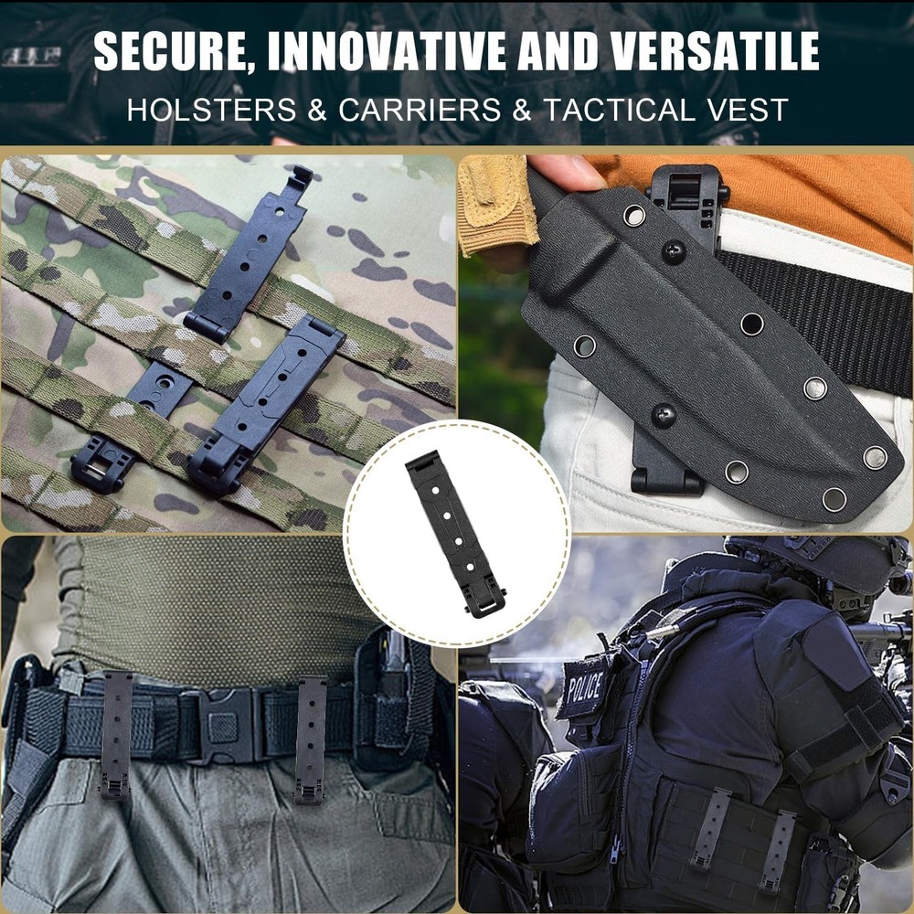 3" Molle Clips 4-Pack, Molle Attachment Clips with Mounting Hardware for Vests,