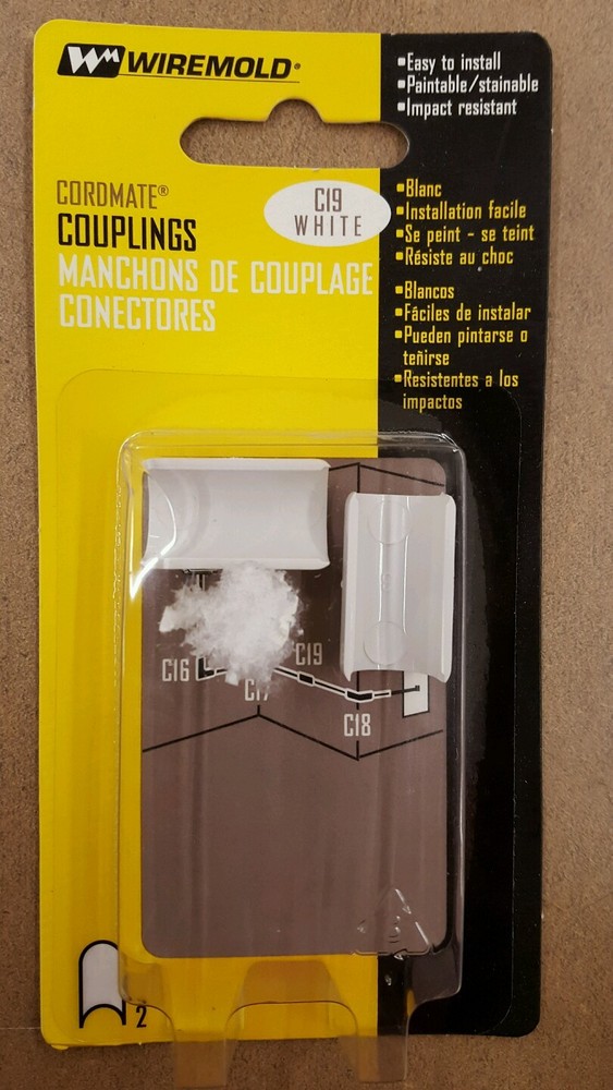 Wiremold 2-Pack Cordmate PVC Coupling White - C19