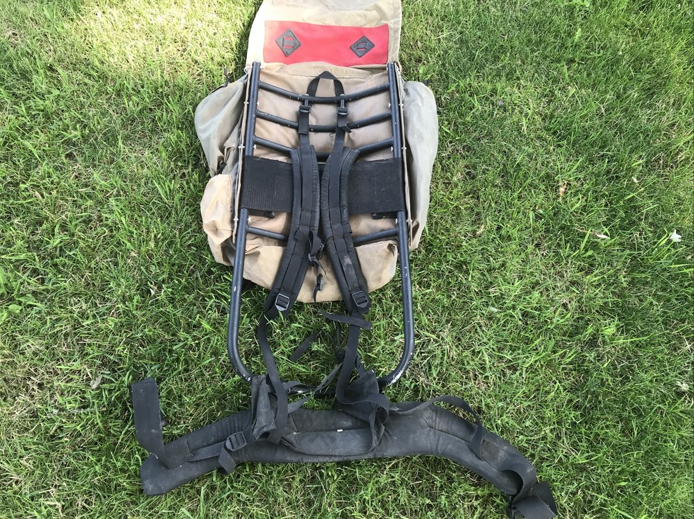 Vintage Kelty L Tan Red External Frame Backpack Hiking Large