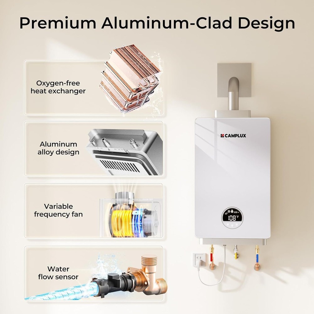 3.18 GPM Propane Tankless Water Heater Instant Hot Shower System for Whole House