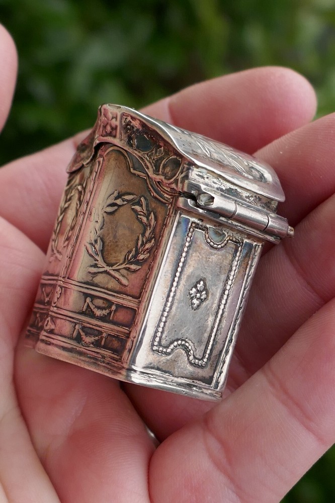 Antique Dutch .835 Fine Silver Armoire Highly Decorative Designed Spice Box