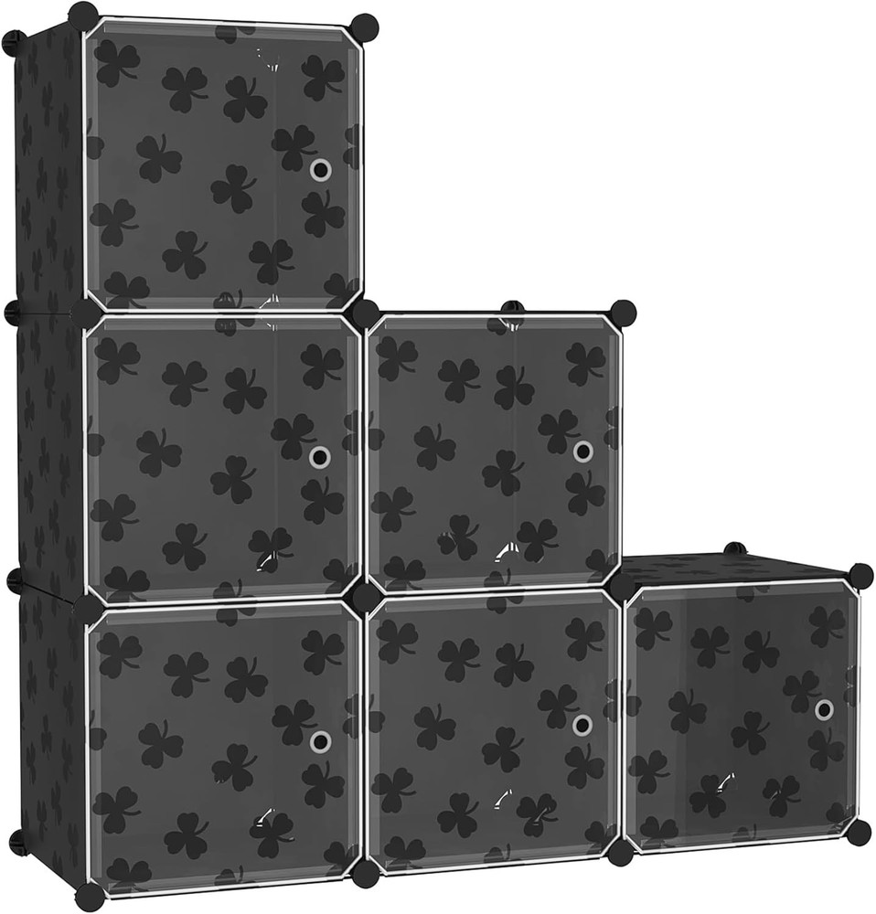Cube Storage Organizer W/ Doors 6-Cube Shelves DIY Plastic Modular Bookshelf