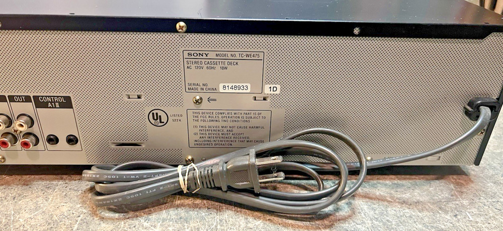 SONY Stereo Cassette Deck Model: TC-WE475