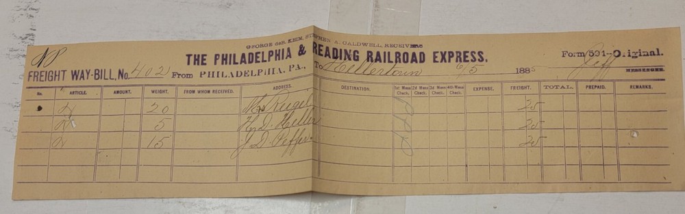 1885 PHILADELPHIA & READING RAILROAD EXPRESS  E76