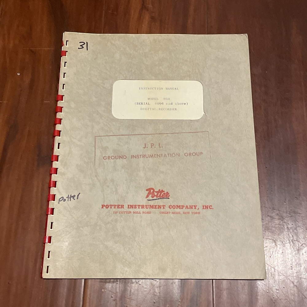 Potter Model 960 Digital Recorder Instructions Manual