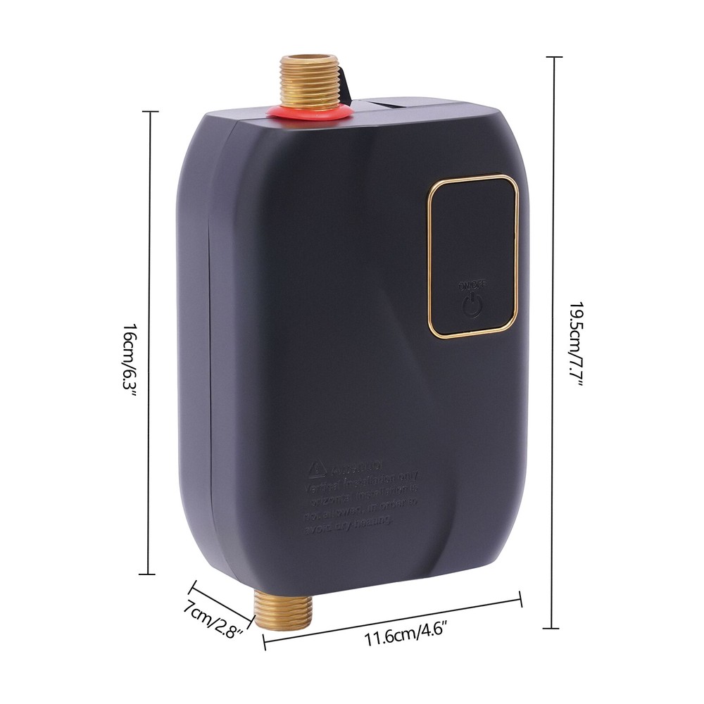 3000W Instant Mini Water Heater, IPX4 Waterproof, 68-122°F, Overheat Protection