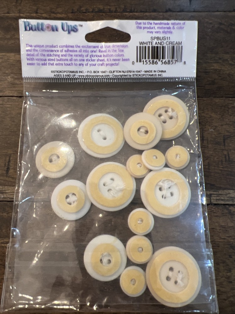 STICKO BUTTON UPS ADHESIVE BUTTONS White & Cream BUTTONS BUTTON UPS 3D