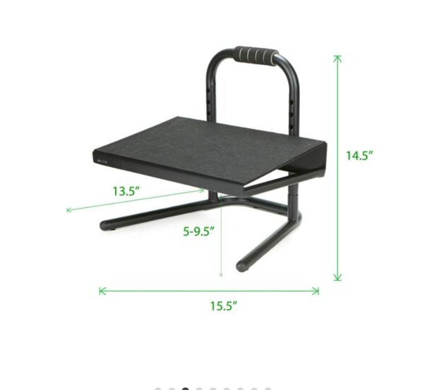 Mindreader Black Ergonomic Height Adjustable Standing Foot Rest Relief Platform