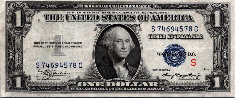 1935 - A $1 Silver Certificate Fr. 1609S "Experimental" "S"