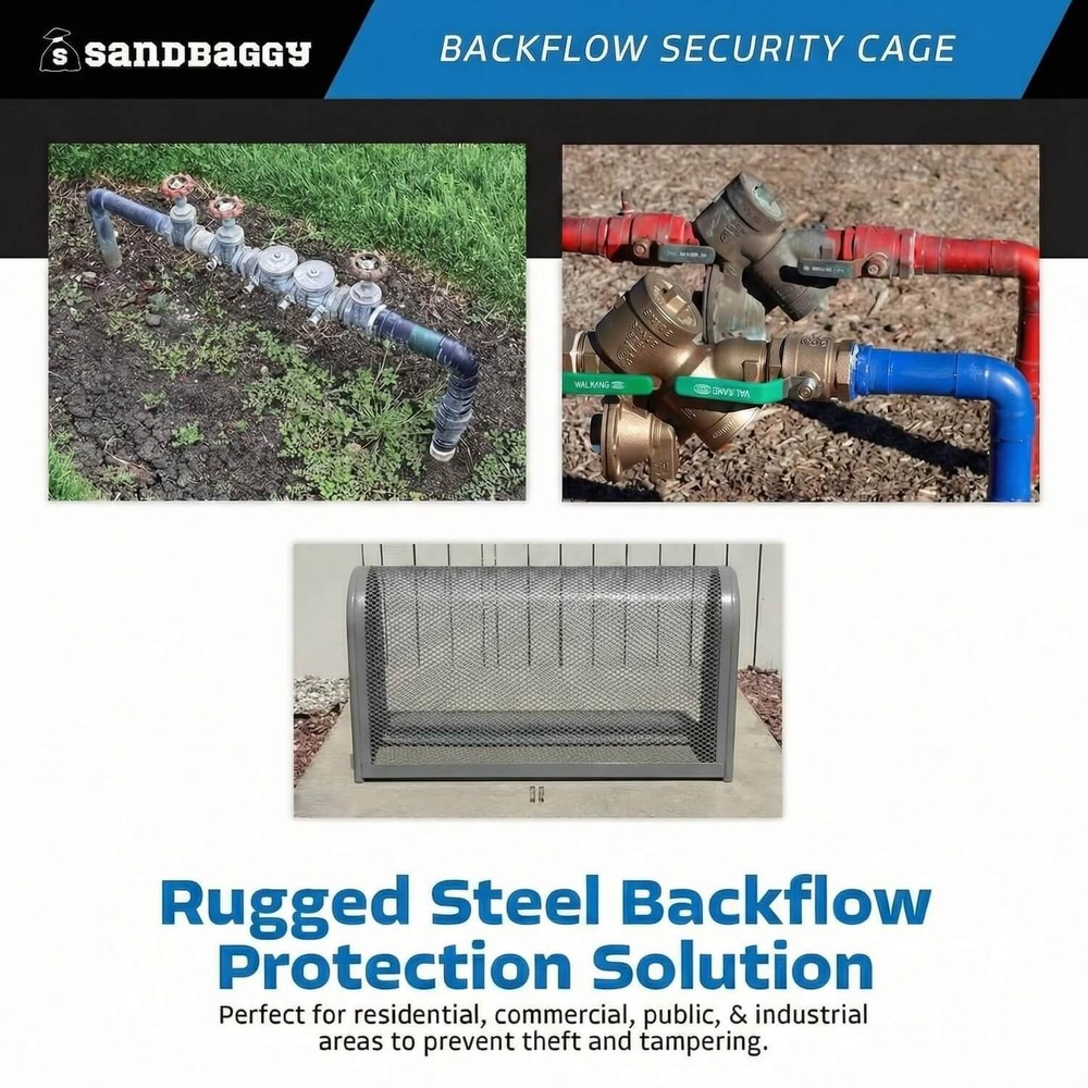 Backflow Security Cage – Backflow Preventer Enclosure (Gray, Large) - Sandbaggy