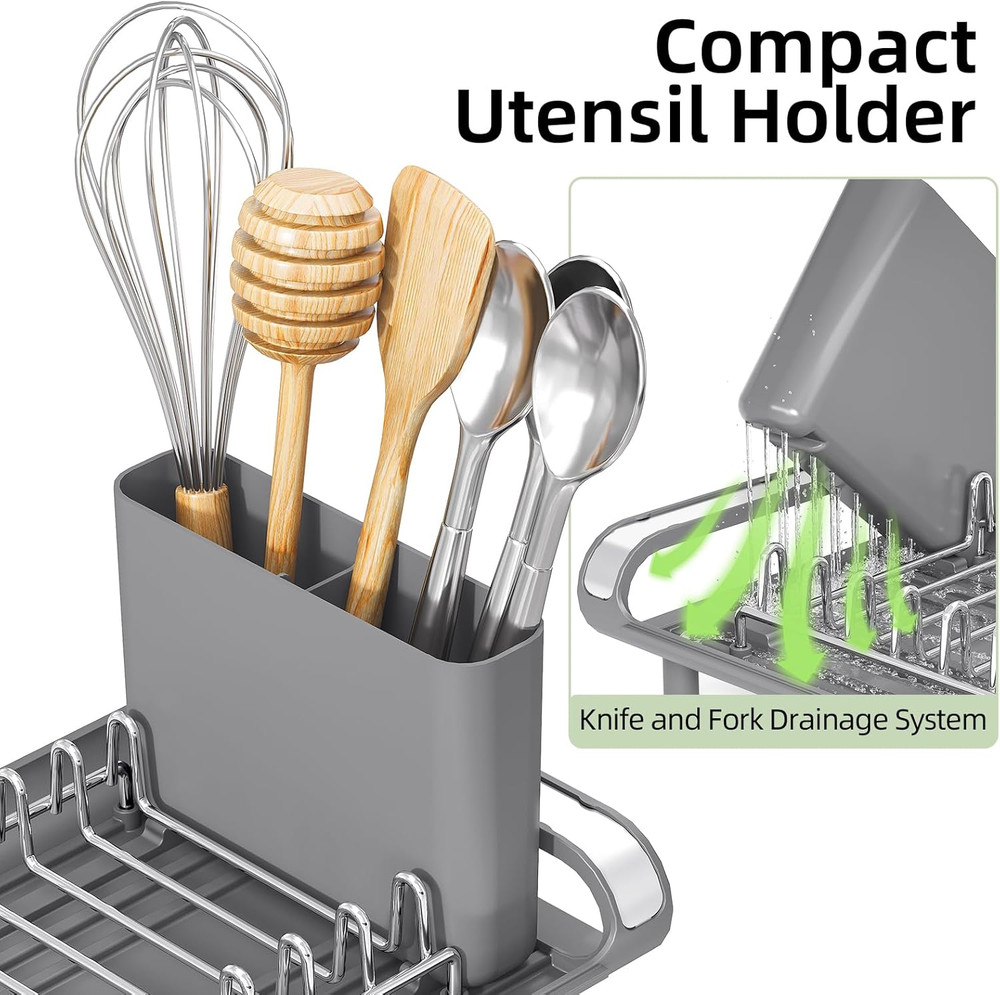 Small Dish Drying Rack, Mini Expandable Compact Dish Rack, Slim Extendable Stain