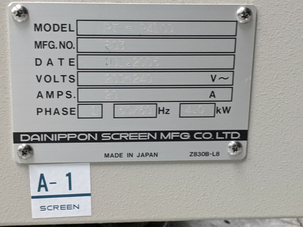 Screen PT-R 4100 CTP plate setter.