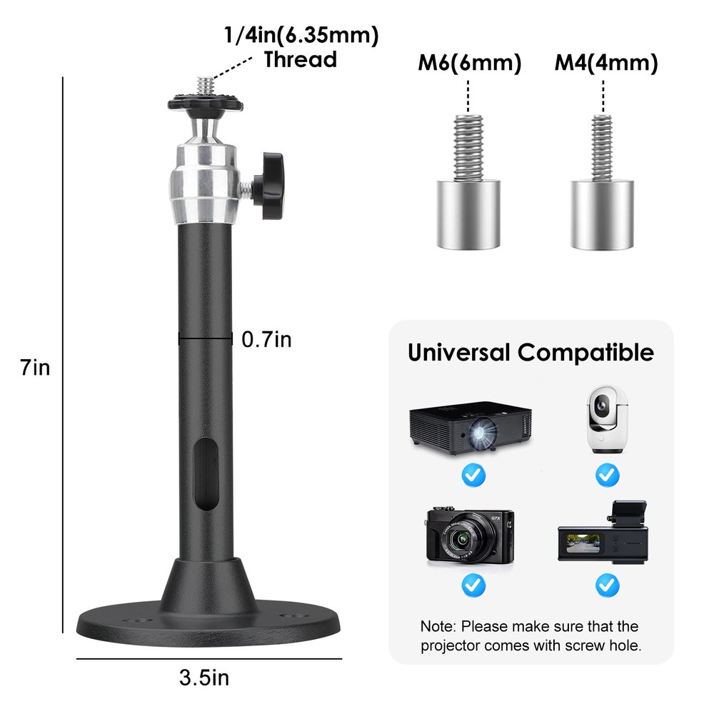 2Pc 360° Rotatable Universal Wall Ceiling Mount Stand For Mini Projector DVR NEW