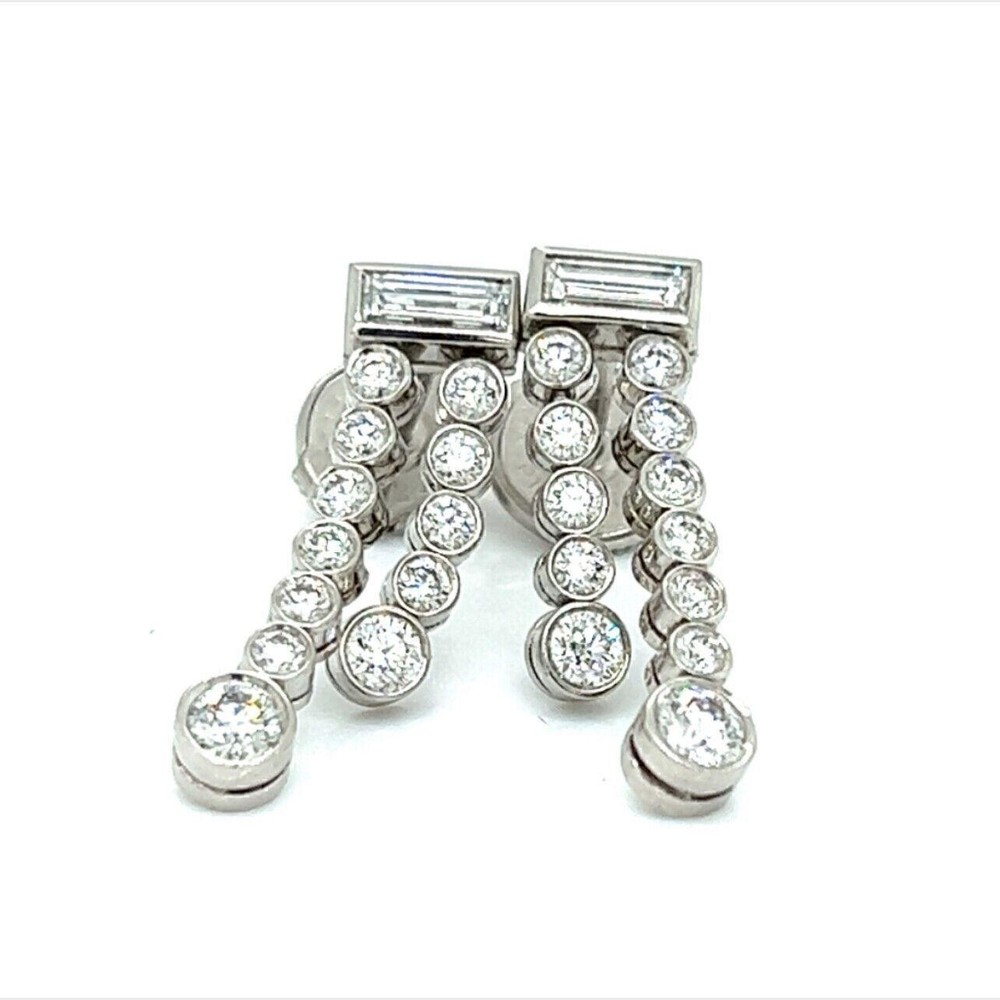 Tiffany & Co. Jazz Platinum Diamond Double Row Dangle Earrings