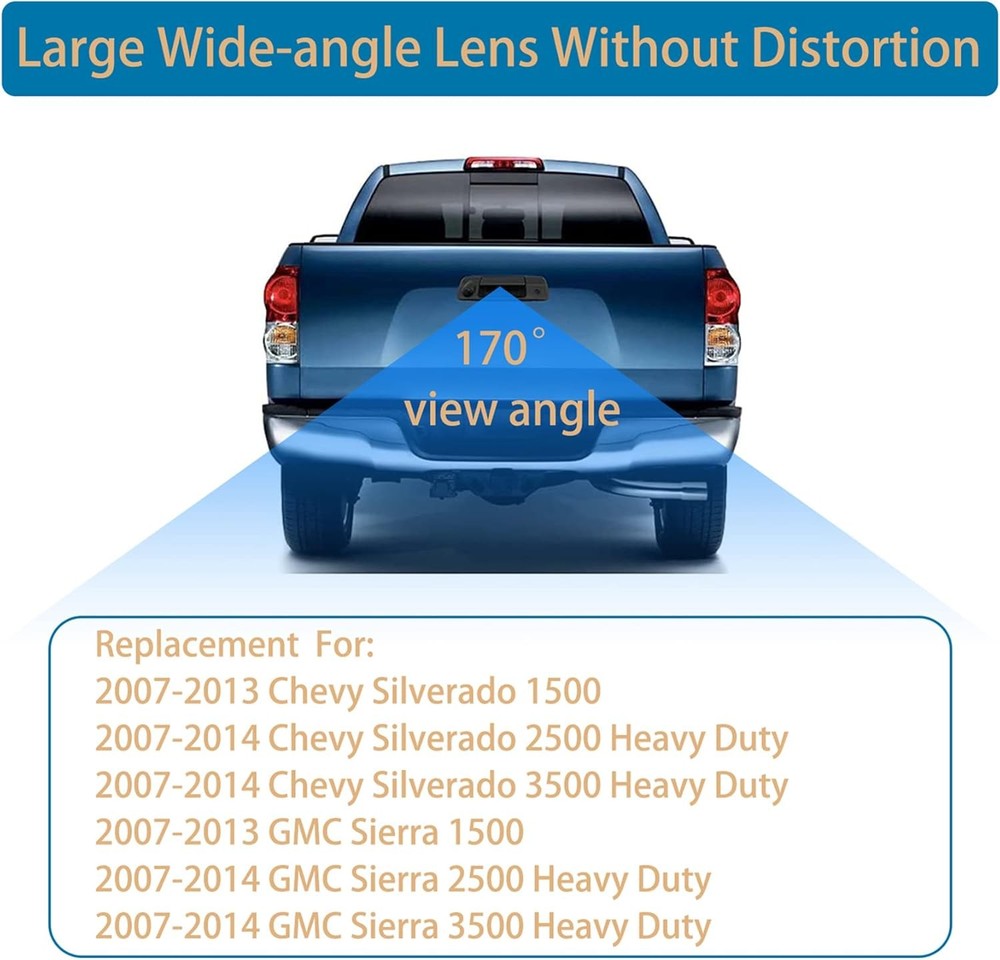 Rear View Backup Tailgate Handle Camera For 2007-2014 Chevy Silverado GMC Sierra