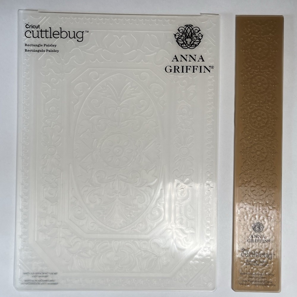 Cricut Cuttlebug Anna Griffin Rectangle Paisley Embossing Folder (Broken Hinge!)