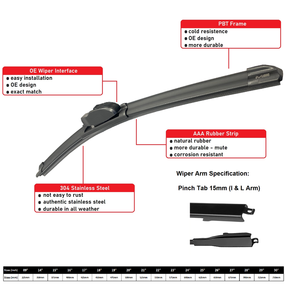 Front Windshield Wiper Blades For Ford TAURUS 2010 - 2018 OE Quality