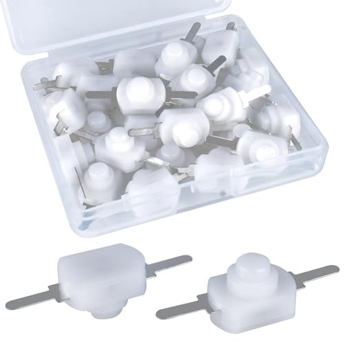 30pcs Latching Push Button Switch Mini ON Off DC 30V 1A Self-Lock Micro White