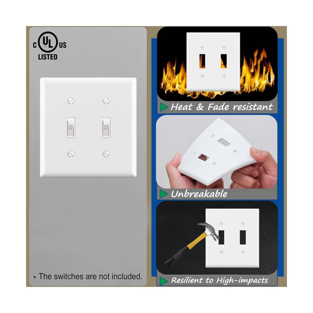 2-Gang Toggle Light Switch Wall Plate,Double Switch Wall Plates, Light Switch...