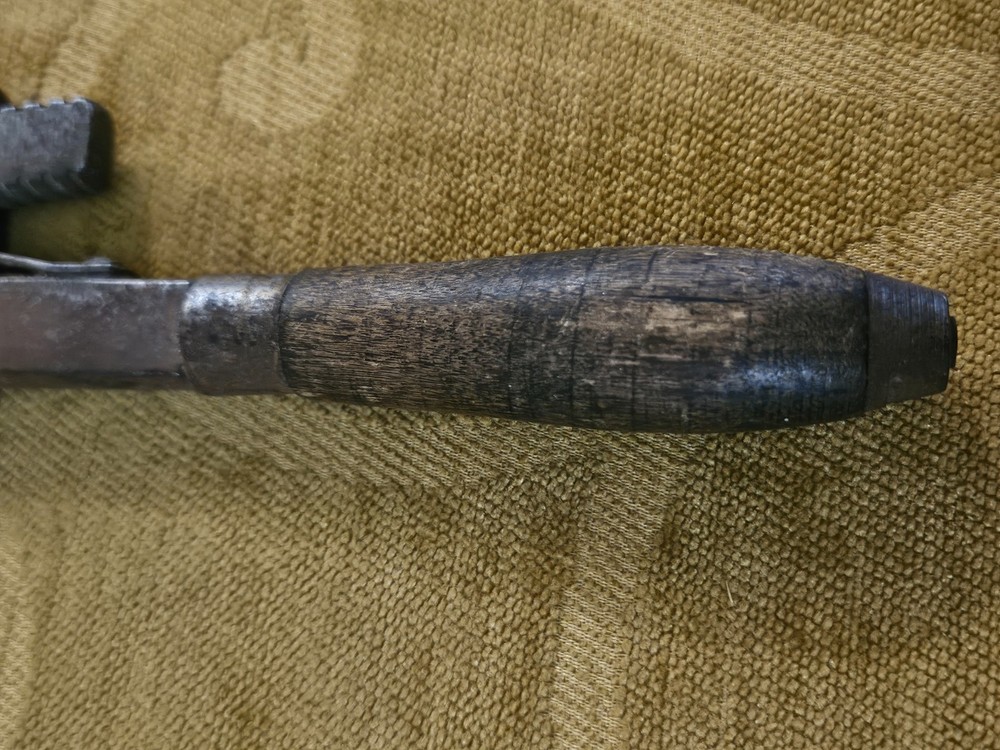 Vintage Stillson Pattern Adjustable Pipe Monkey Wrench USA Wood Handle