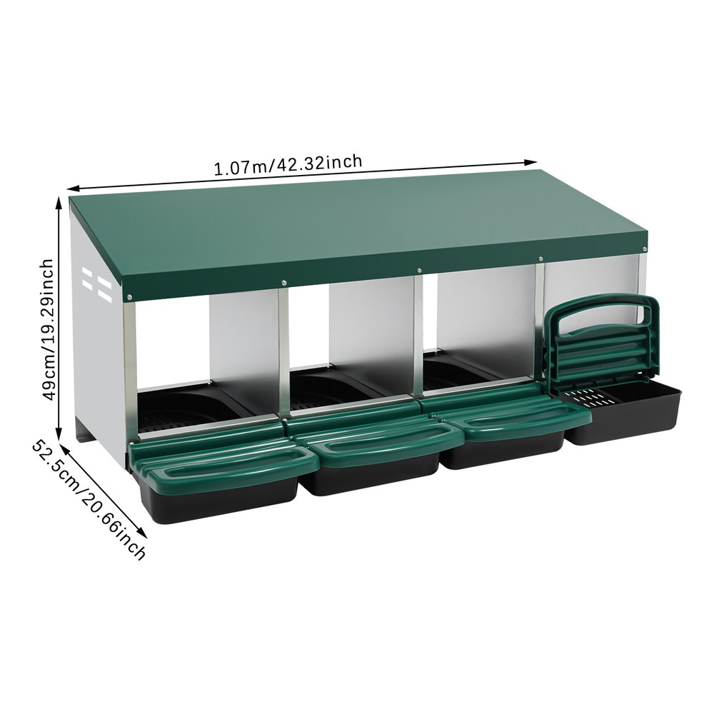 4-grid Green Chicken Nesting Box Chicken Eggs Laying Box with Egg Storage PP