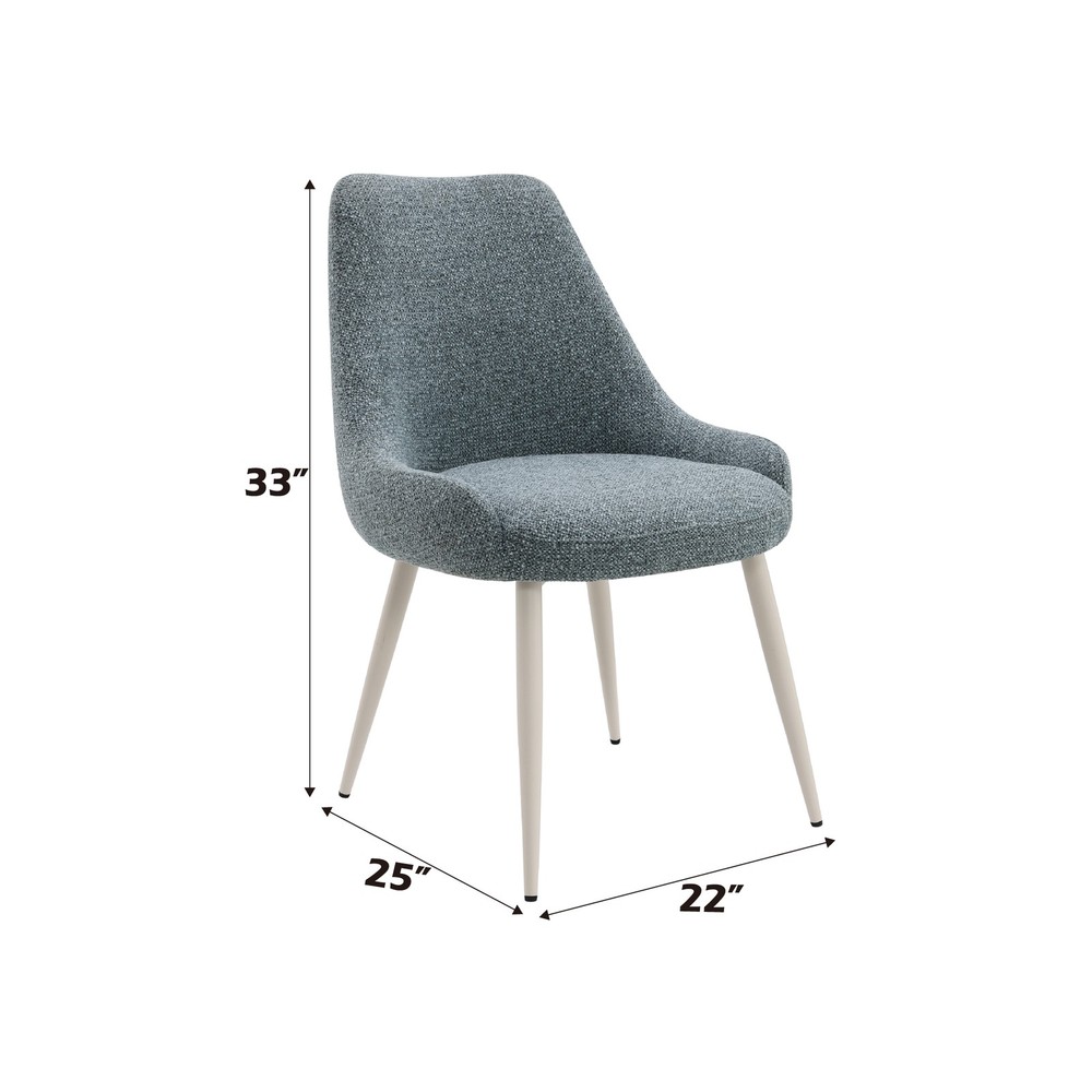 Laela Light Blue Boucle & Bone White Table Side Chair