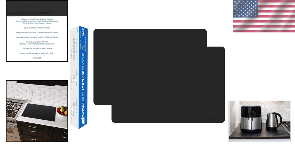 Heat Resistant Silicone Mats for Kitchen, 2 Pack