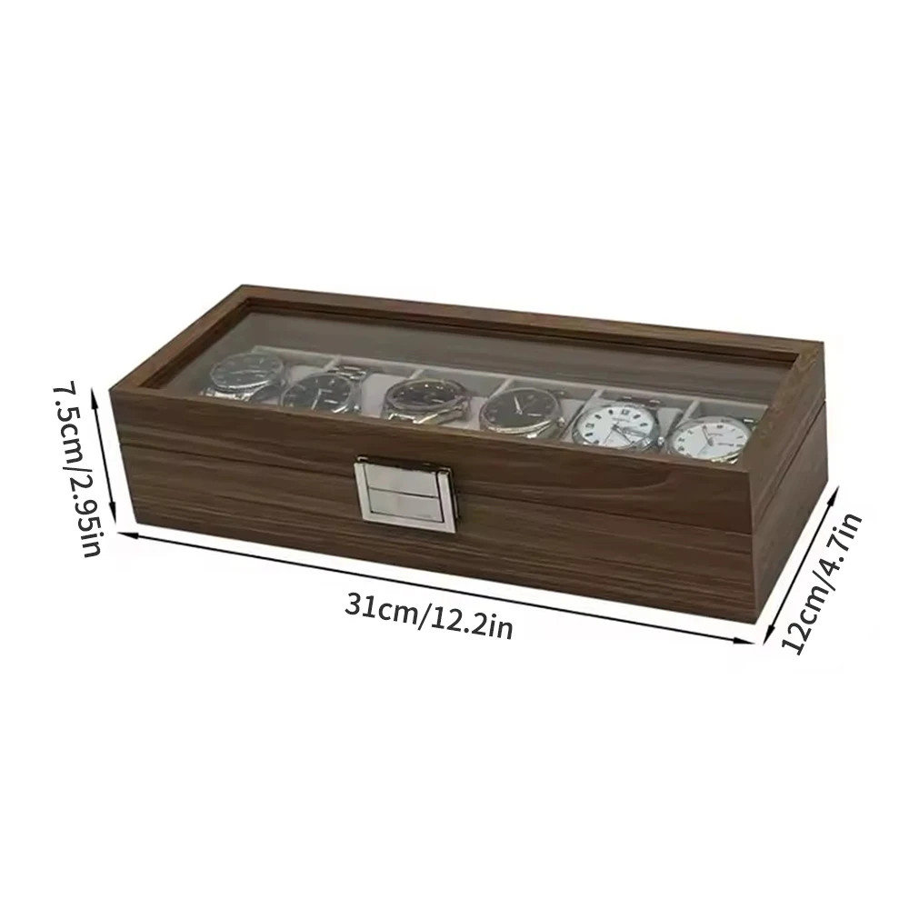 Organizer Box Black Walnut Pattern Wooden 6-Digit Watch Storage Display Box