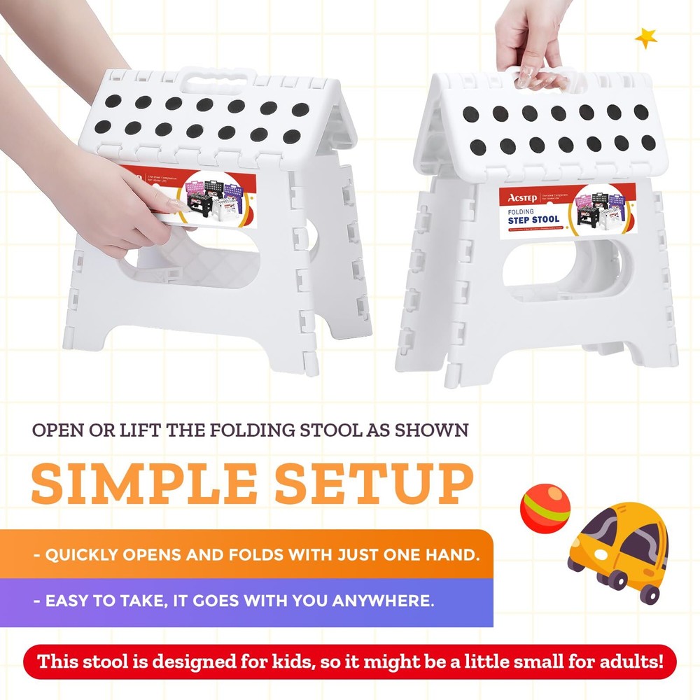 Folding Step Stool Foldable Stool 7.5 Inch Height Kids Step Stool 300 lb Capa...