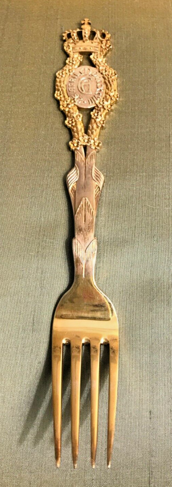 RARE 1898 A.Michelsen Denmark Gold Plated Silver Commerative Fork