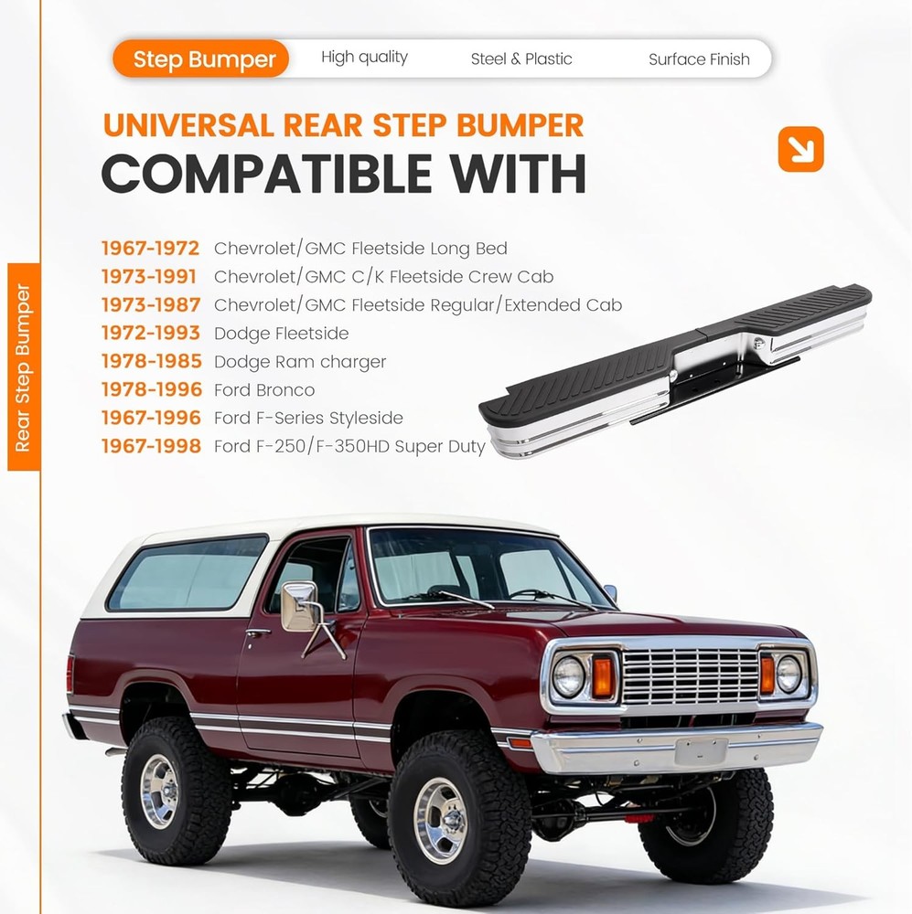 Rear Step Bumper for 67-98 Chevy GMC Truck