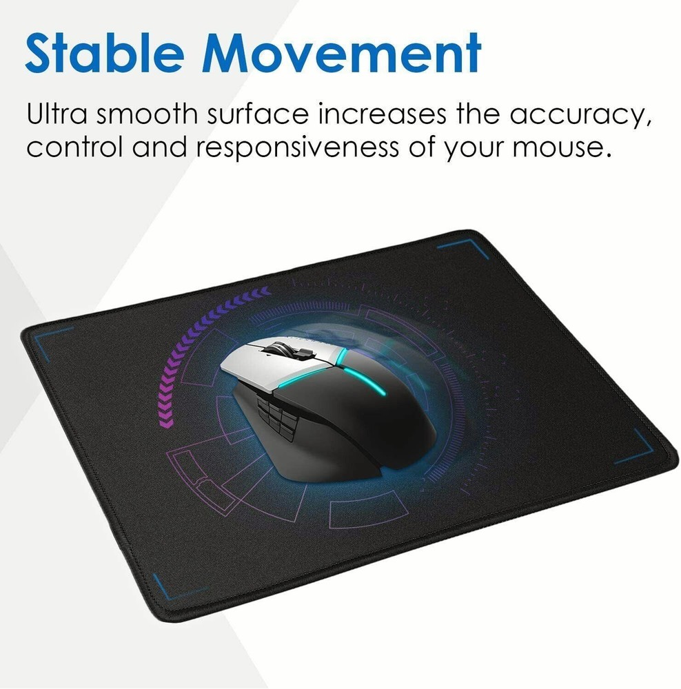 Non-Slip Mouse Pad Stitched Edge Laptop Computer PC Gaming Rubber Base