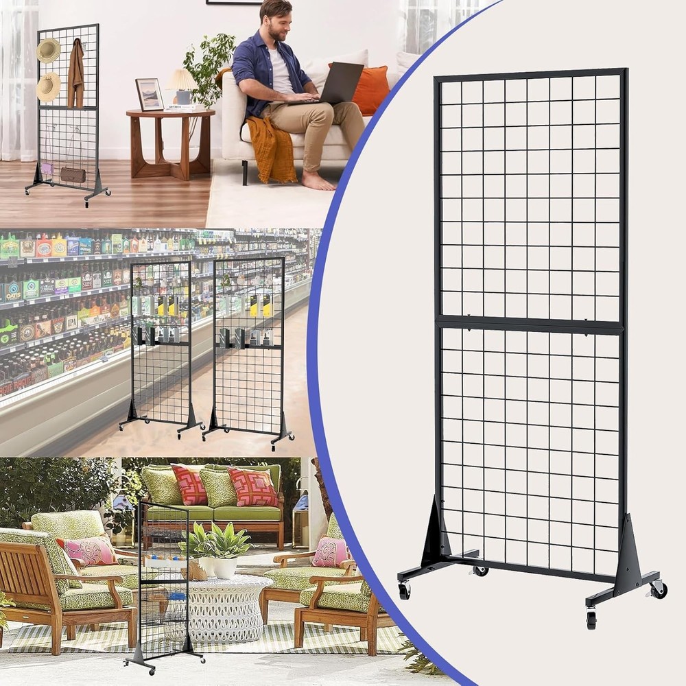 Display Grid Rack 2 Pcs 5.5 ft Panel Detachable Stand Craft Art Gridwall Tower
