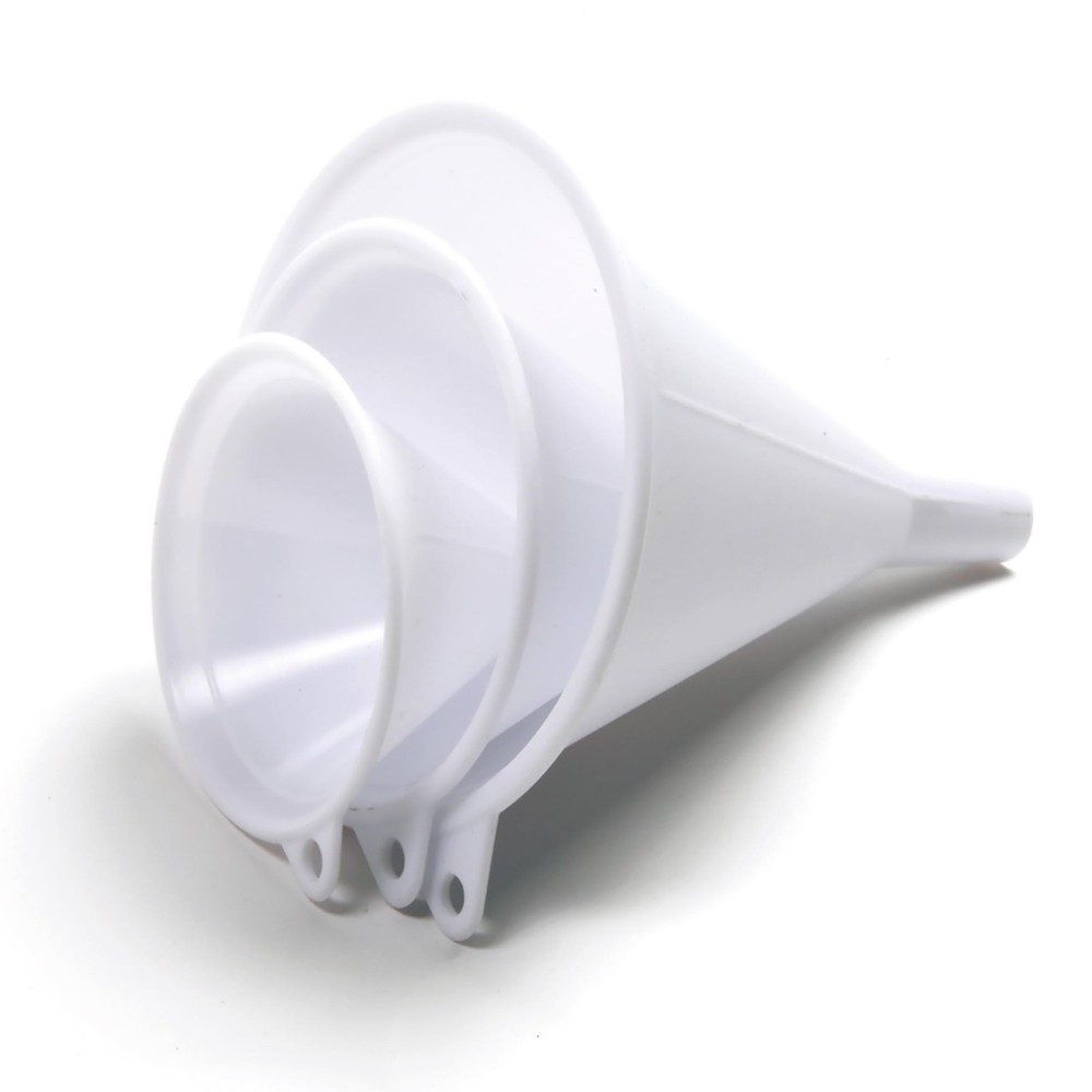 Plastic Funnel for Kitchen and Garage White Funnel Set 3 Pcs