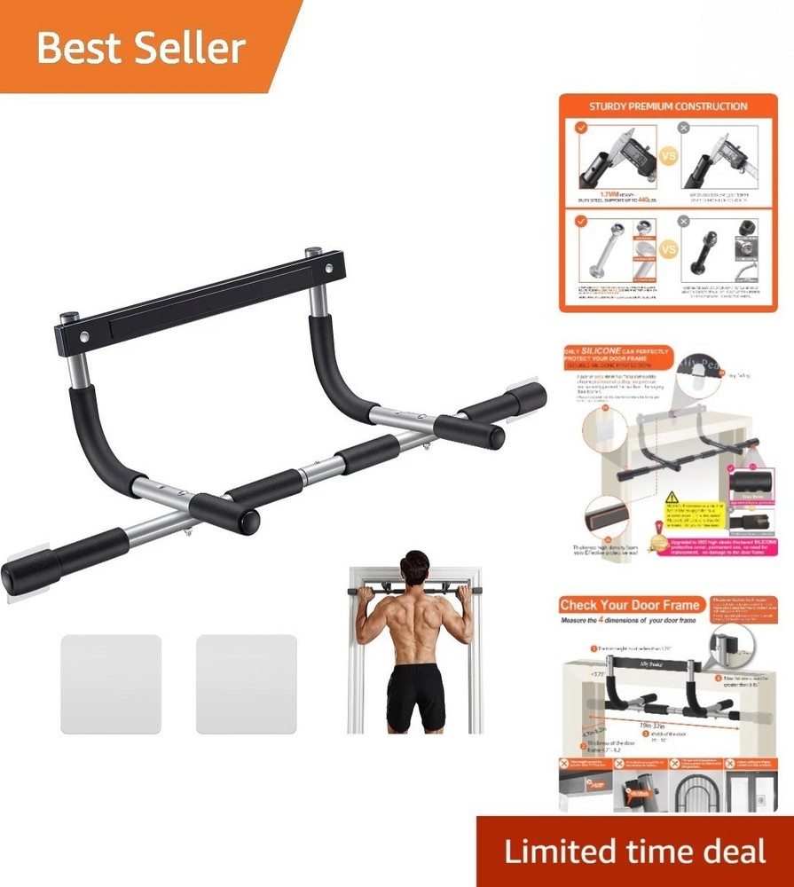 Multi-Function Steel Pull-Up Bar for Doorways - 440 lbs Capacity, Safe & Secure
