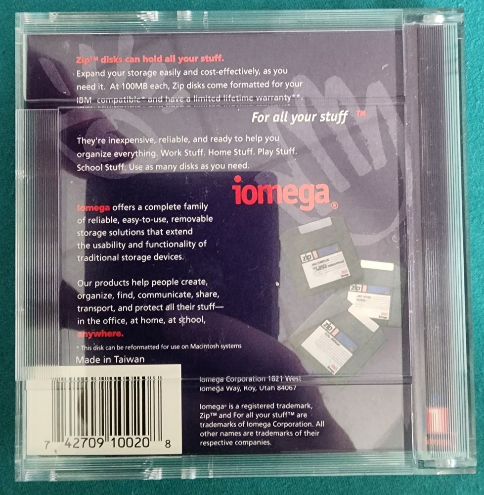Iomega Zip 100 Disk IBM Formatted Single Disk