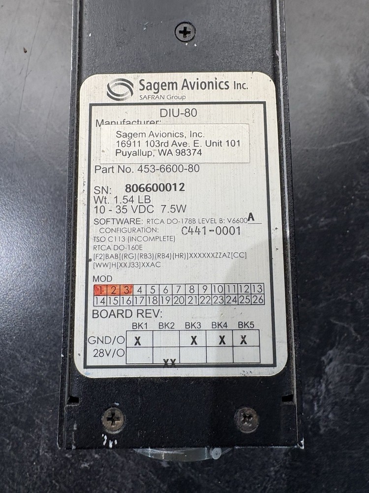 SAGEM AVIONICS DIU-80