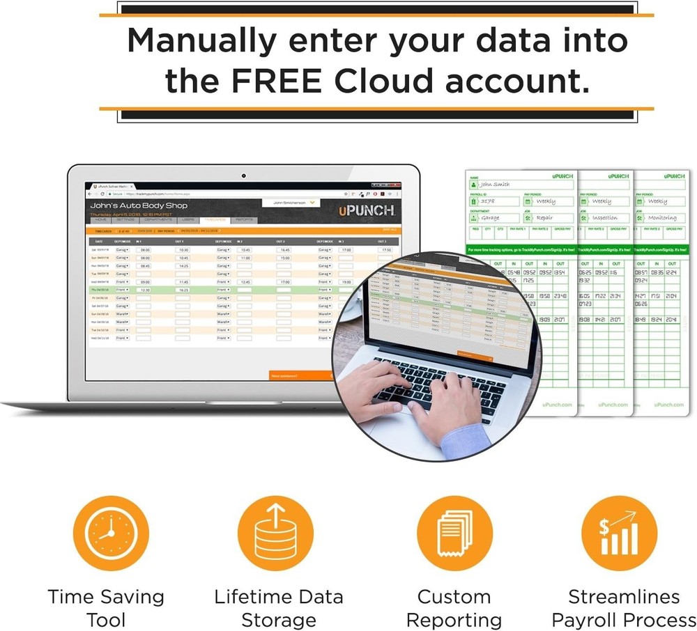 Versatile Timekeeping Clock with Rack and Clear Printing for Payroll Processing
