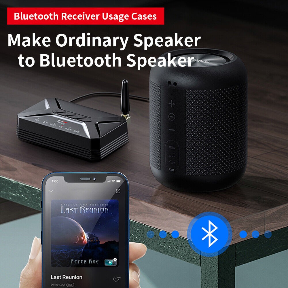 Bluetooth 5.0 + EDR A2DP/AVCDP Transmitter& Receiver Adapter With Charging Cable