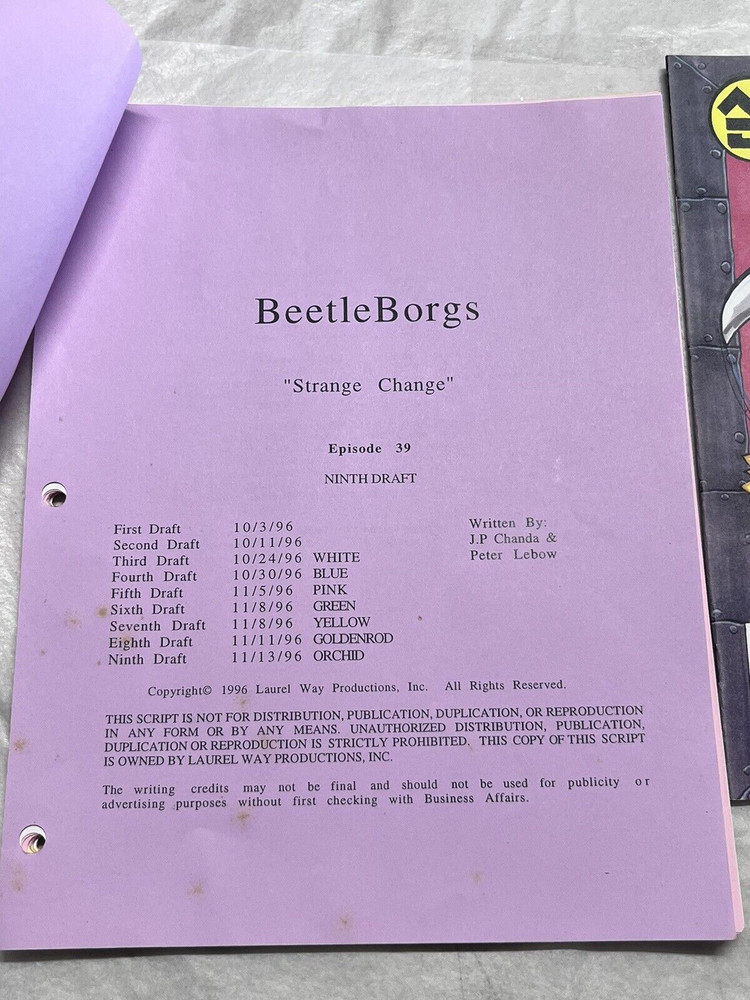 Saban's Beetleborgs Original TV Show Script & Prop Comic Book Strange Change