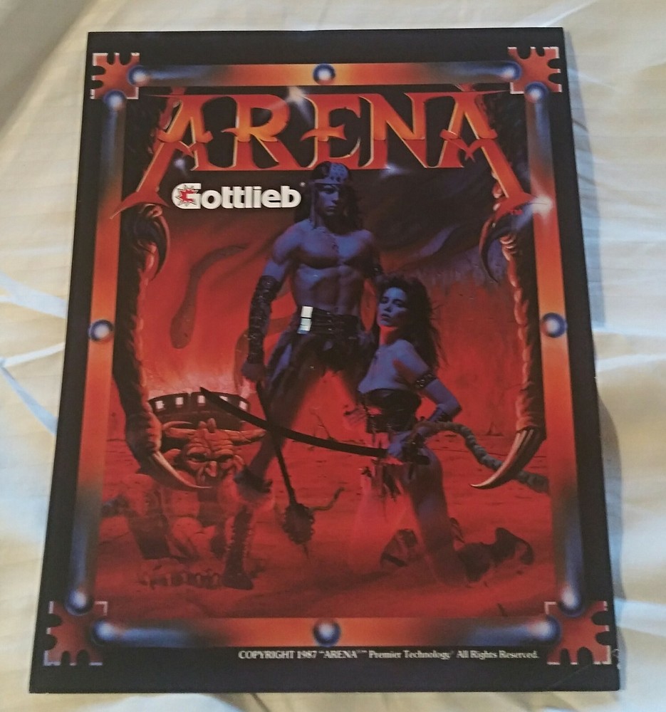 Gottlieb ARENA Original Pinball Machine Flyer 1987 NOS NICE!