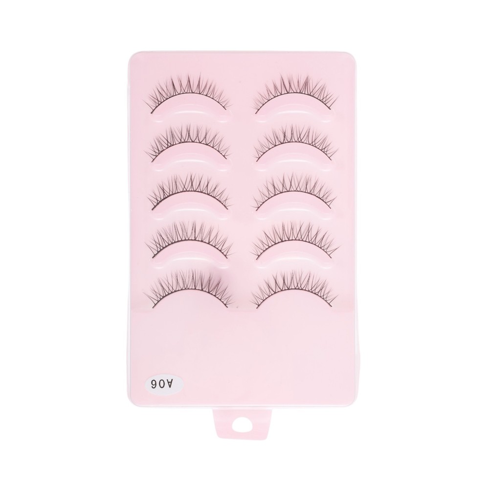 Natural False Eyelashes for Makeup Black A06 5 Pair