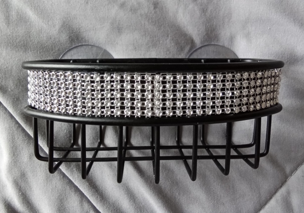 SPARKLY BLING BLACK SUCTION CUP SOAP DISH